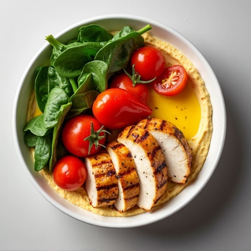 Creamy Roasted Red Pepper Hummus Bowl