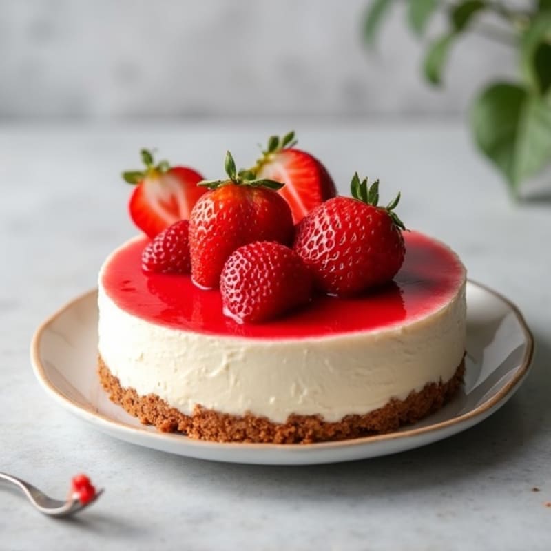 Greek Yogurt Protein Cheesecake with Strawberries
