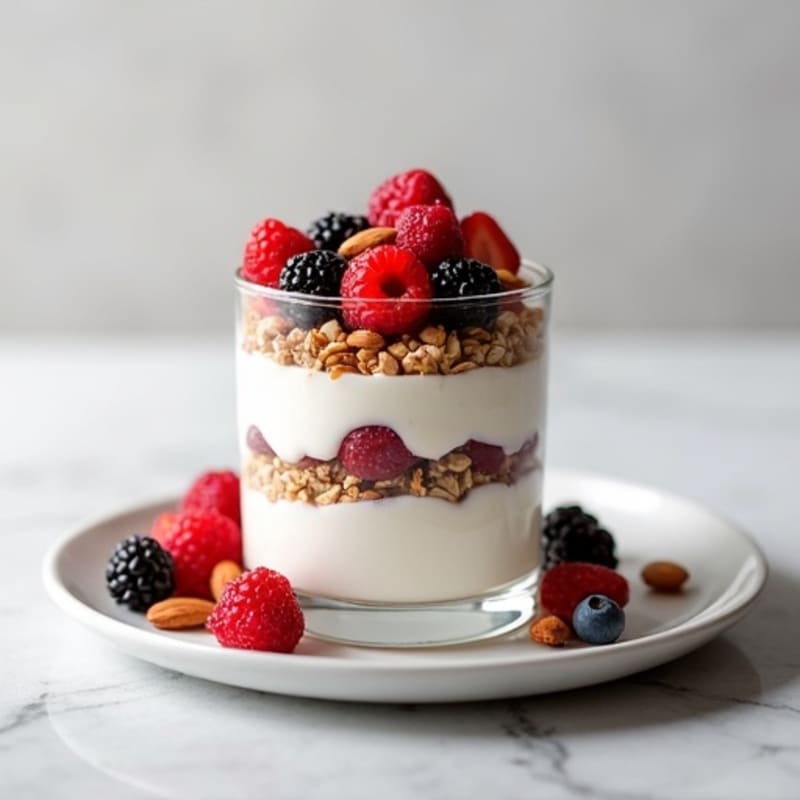 Greek Yogurt Parfait with Mixed Berries and Almonds