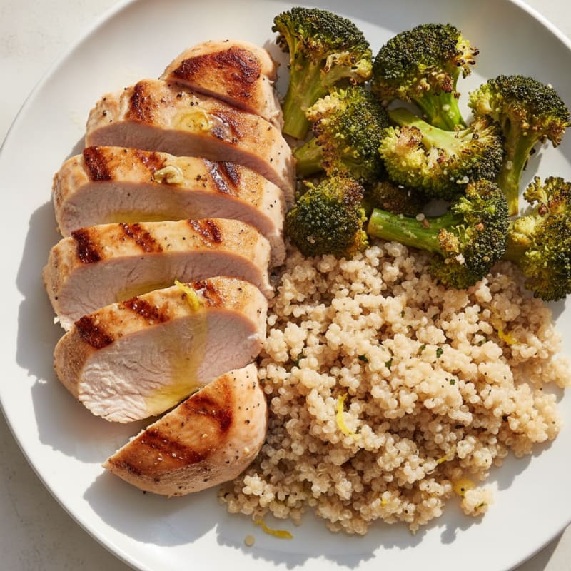 Grilled Turkey Breast with Quinoa and Roasted Broccoli