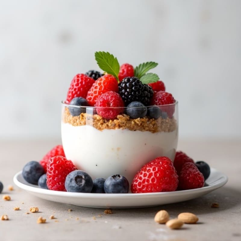 Greek Yogurt Parfait with Mixed Berries and Almond Butter