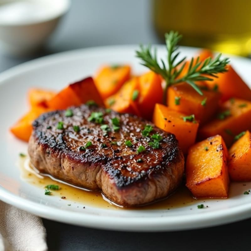 Pan-Seared Steak with Roasted Sweet Potatoes
