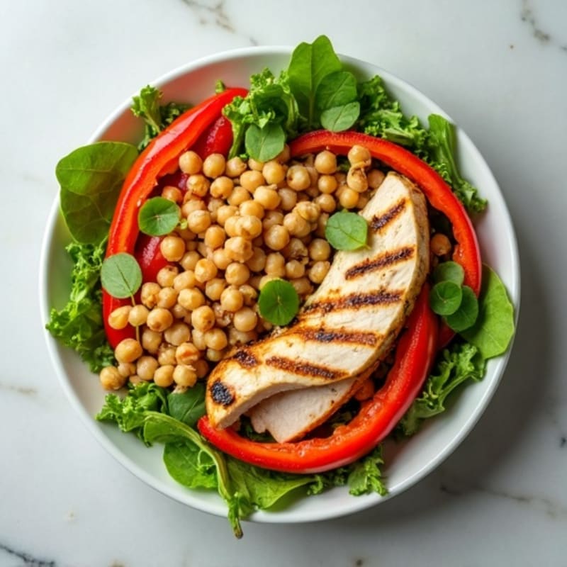 Grilled Turkey Breast Salad with Chickpeas and Roasted Peppers