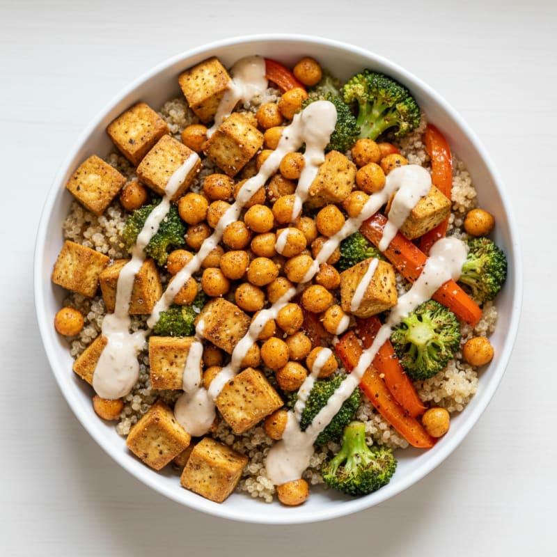 Roasted Vegetable and Chickpea Grain Bowl