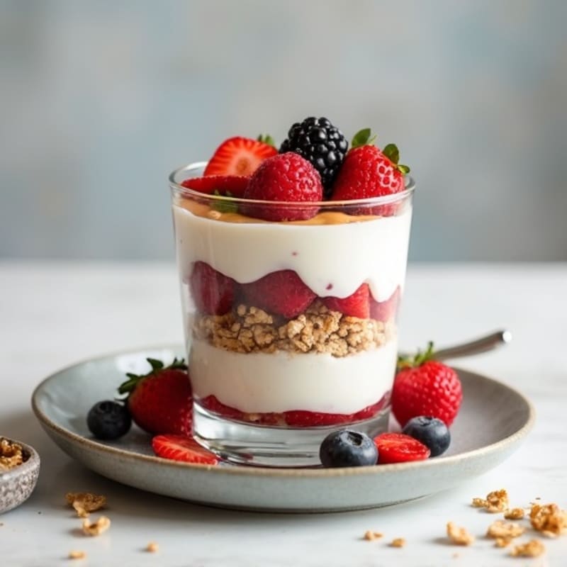Silky Greek Yogurt Protein Parfait with Berries and Almond Butter