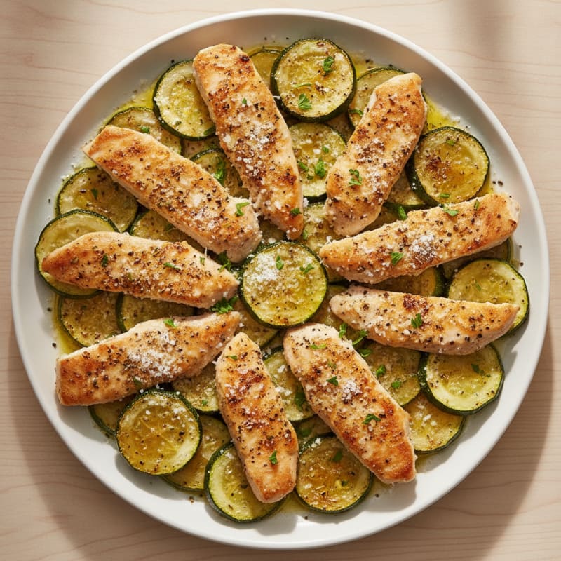 Roasted Zucchini and Chicken with Herbs and Parmesan