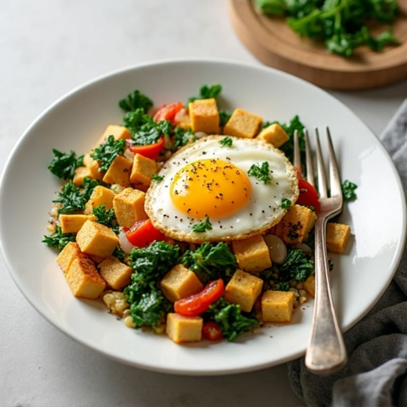 Savory Tofu and Egg Scramble with Sautéed Greens