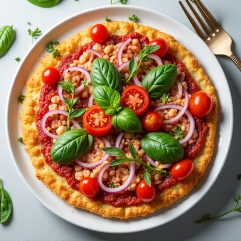 Crispy Ground Turkey Pizza Crust with Fresh Herb Toppings