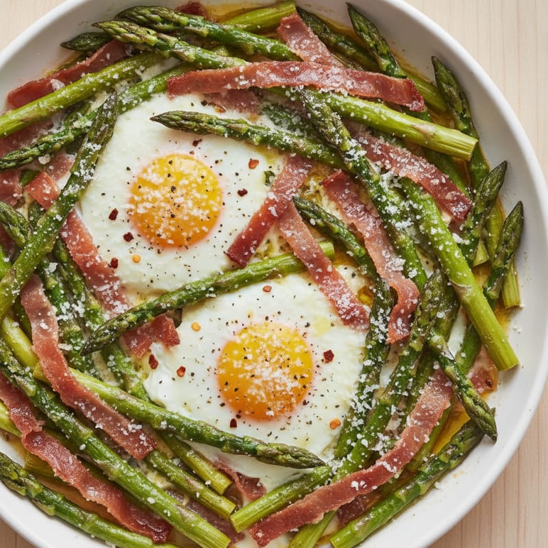 Baked Eggs with Roasted Asparagus