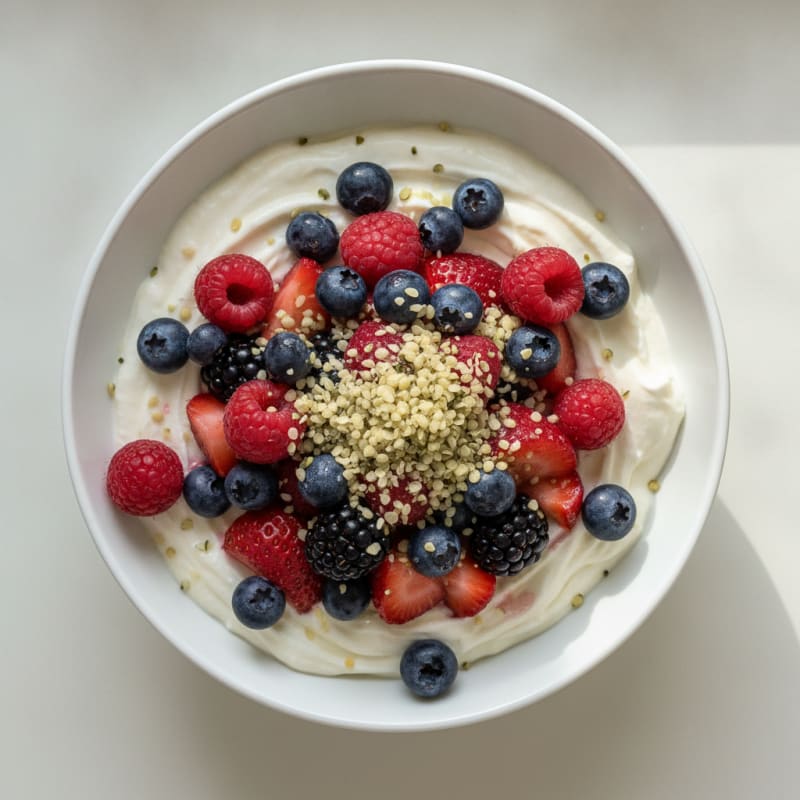 Silky Greek Yogurt Protein Pudding with Mixed Berries