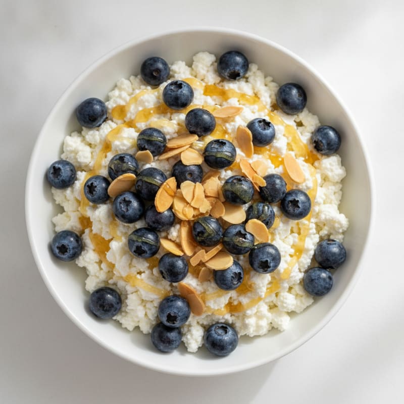 Cottage Cheese Berry Bowl with Sliced Almonds