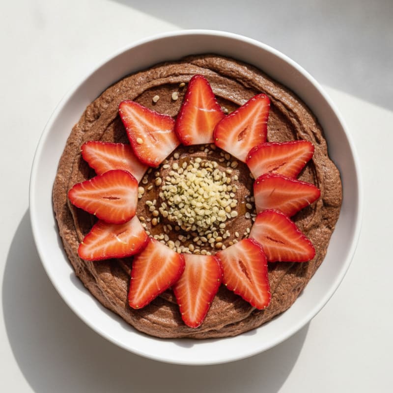 Silky Chocolate Protein Pudding with Fresh Strawberries