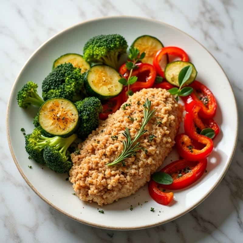 Herb-Seasoned Ground Chicken with Roasted Vegetables