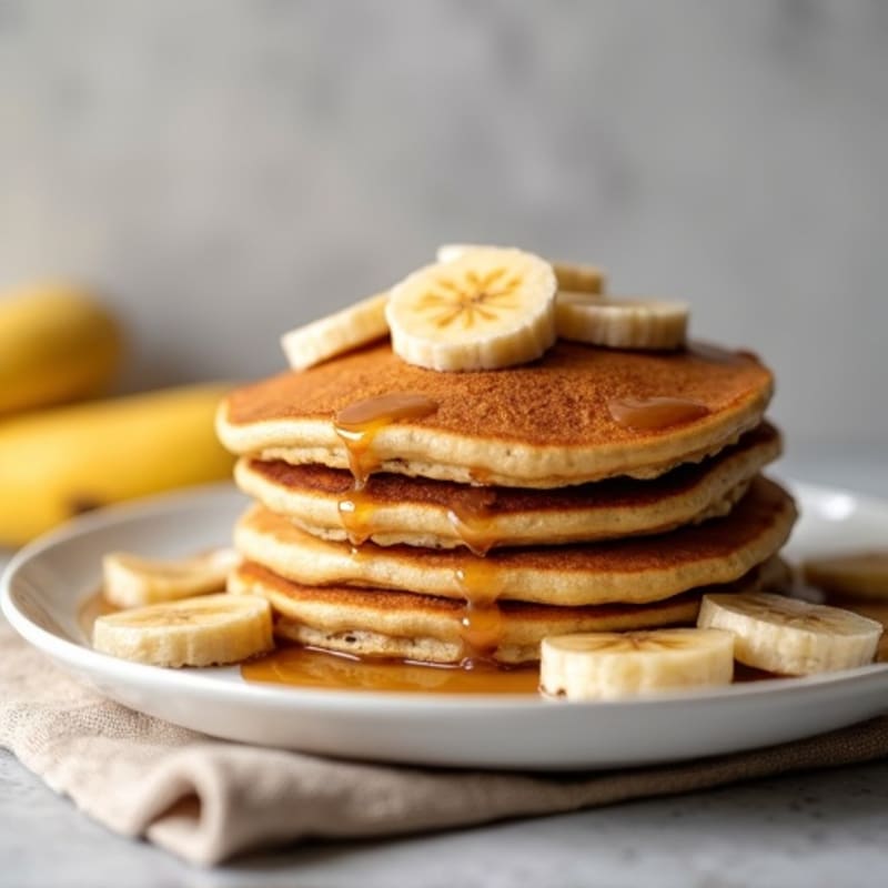 Fluffy Banana Protein Pancakes with Caramelized Cinnamon Bananas