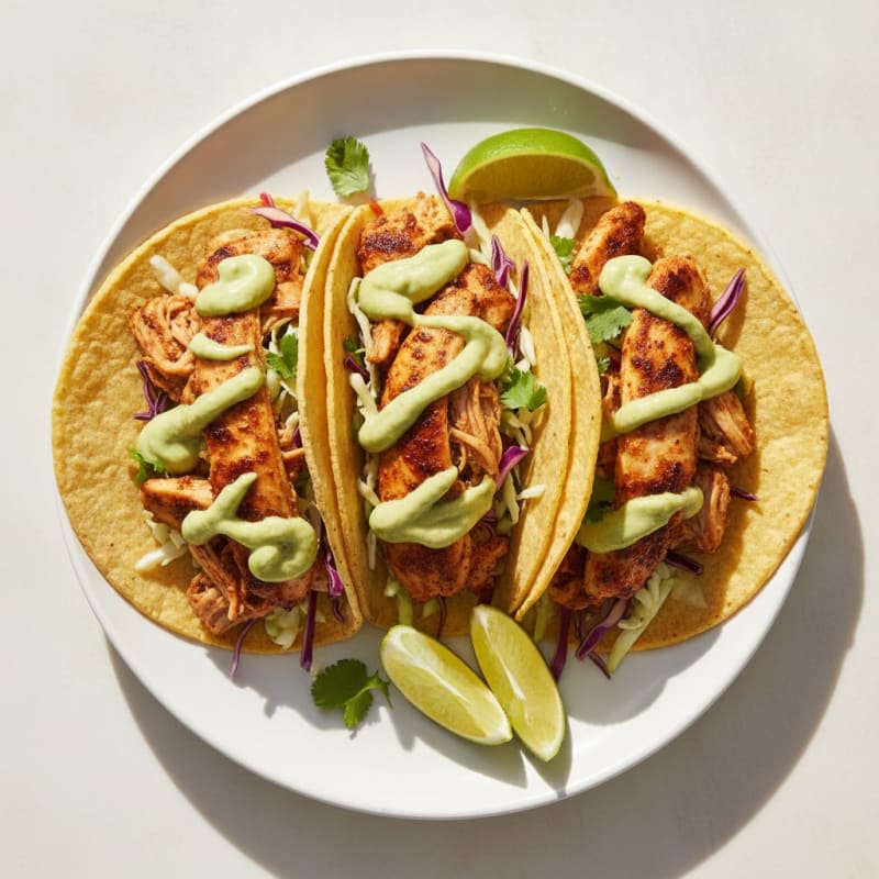 Chicken Tacos with Avocado Crema