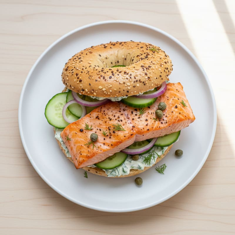 Smoky Salmon Everything Bagel Sandwich