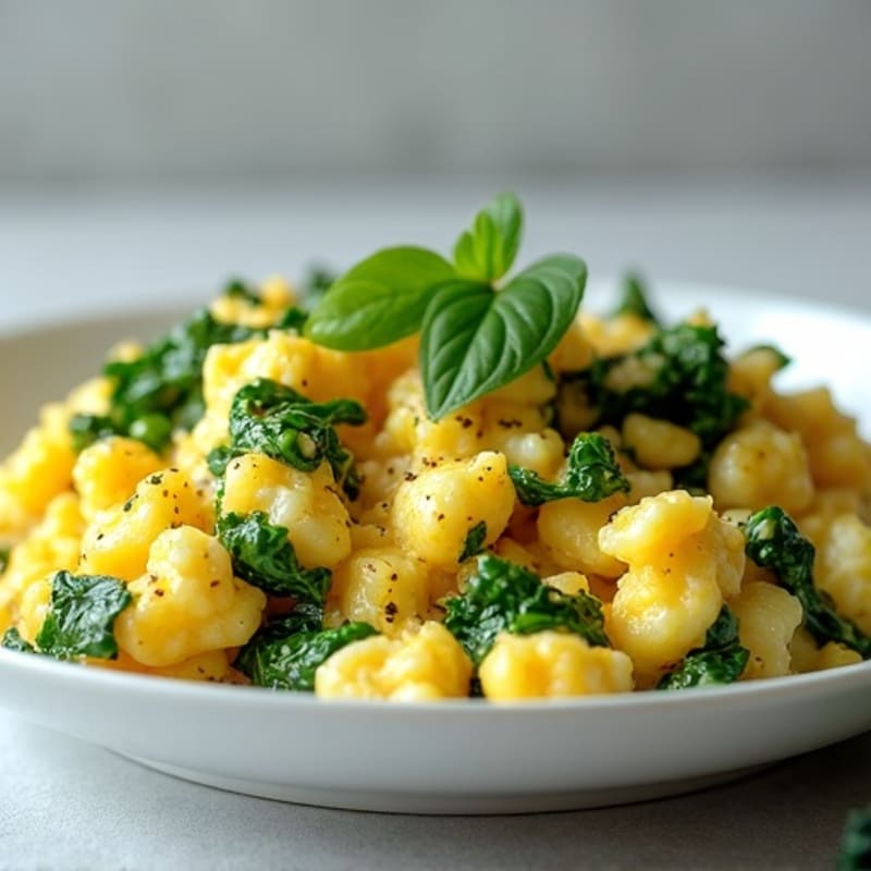 Fluffy Egg and Spinach Scramble with Fresh Herbs