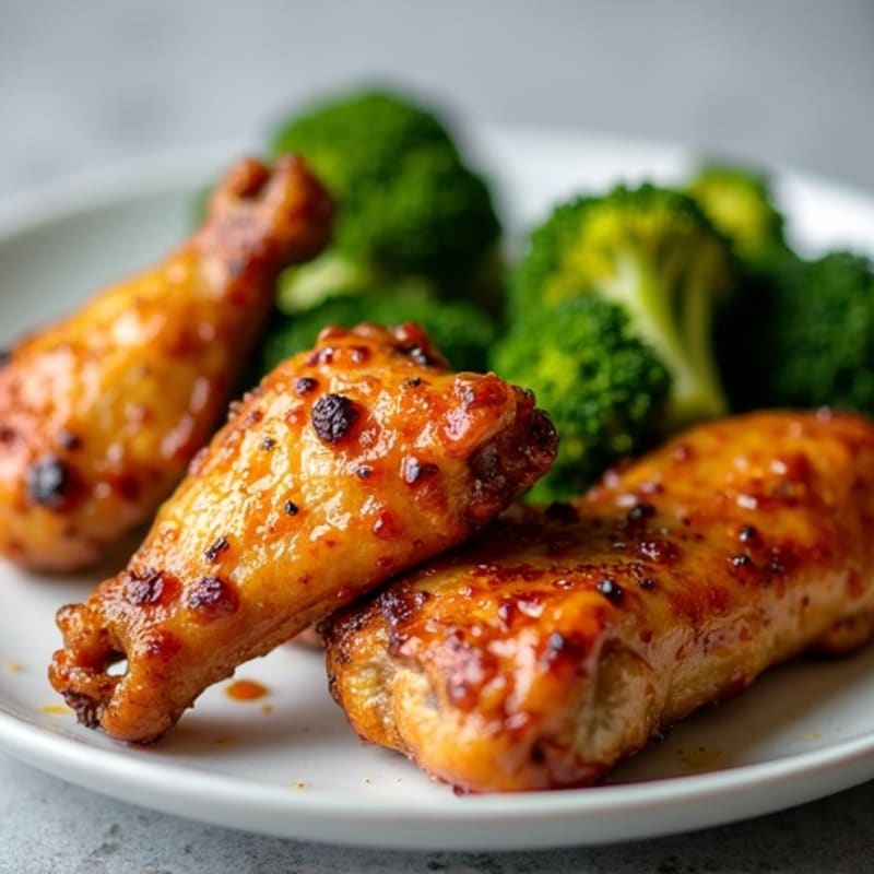 Roasted Honey Garlic Chicken Wings with Crispy Roasted Broccoli
