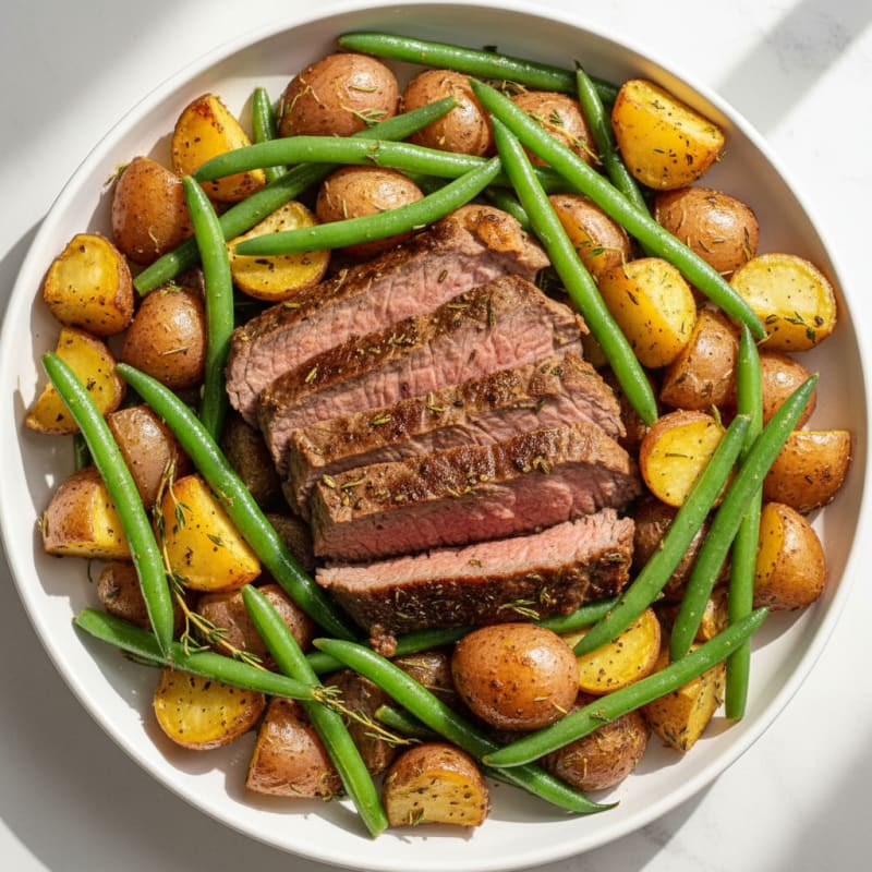 Tender Garlic Herb Roasted Beef with Potatoes
