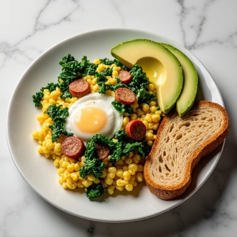 Egg White Scramble with Spinach and Turkey Sausage
