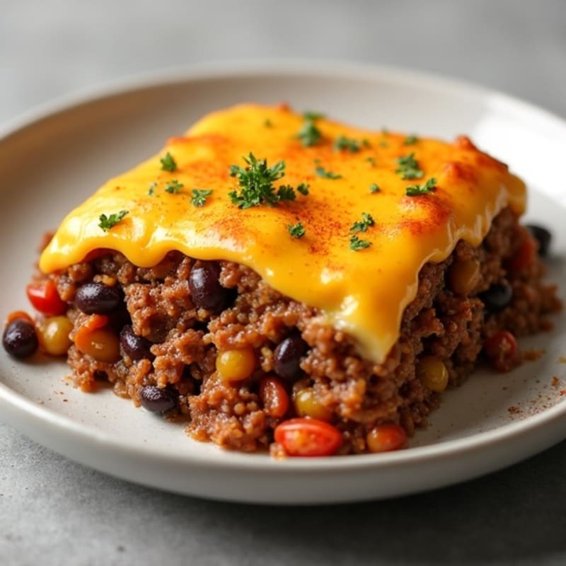 Spiced Ground Beef and Black Bean Cheesy Bake