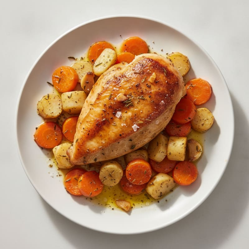 Garlic Herb Roasted Chicken with Root Vegetables