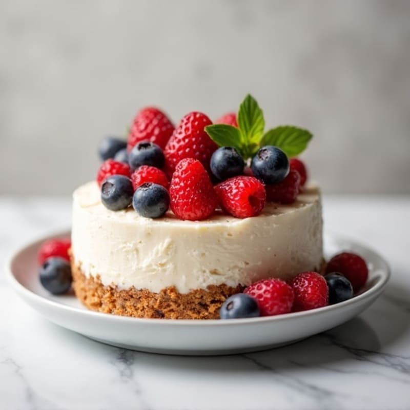 Greek Yogurt Protein Cheesecake with Mixed Berries