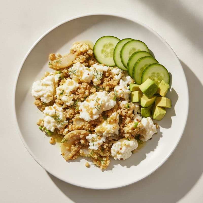 Egg White and Quinoa Scramble with Fennel and Cucumber