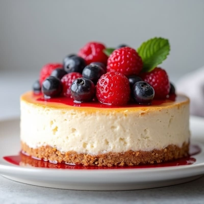Greek Yogurt Protein Cheesecake with Fresh Berries