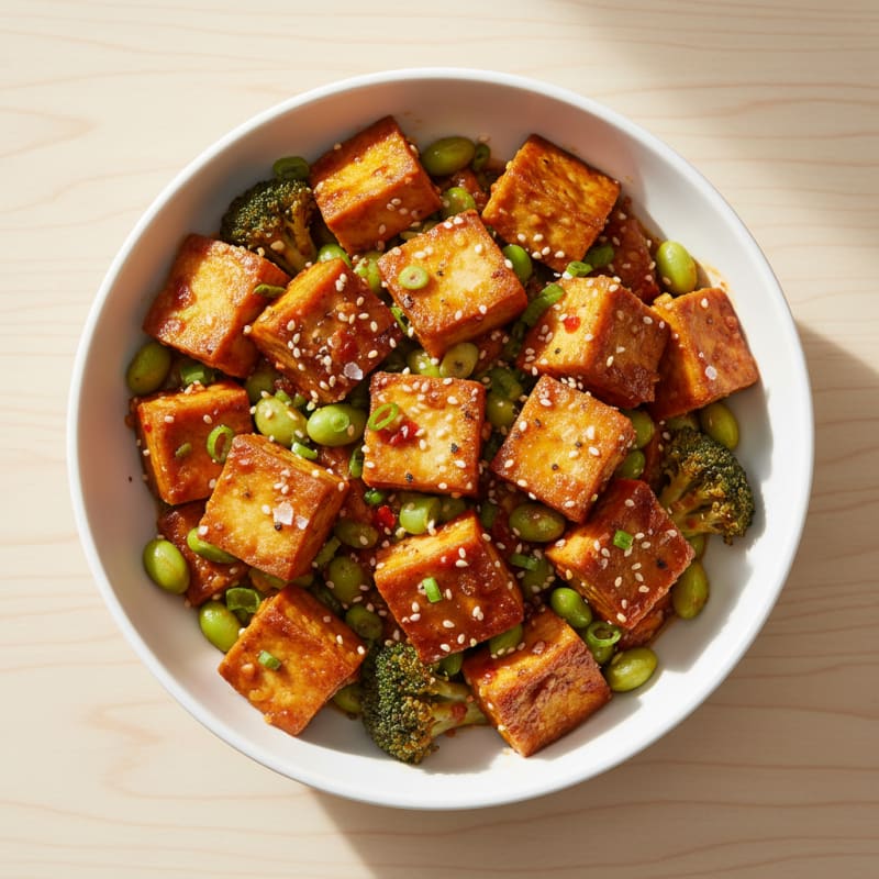 Crispy Chili-Garlic Tofu Stir-Fry