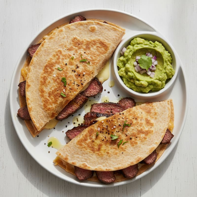Carne Asada Quesadillas with Guacamole