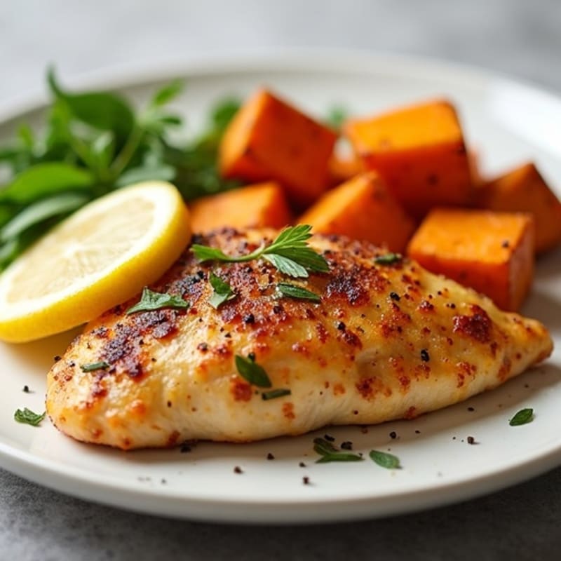 Crispy Lemon-Herb Chicken with Roasted Sweet Potatoes