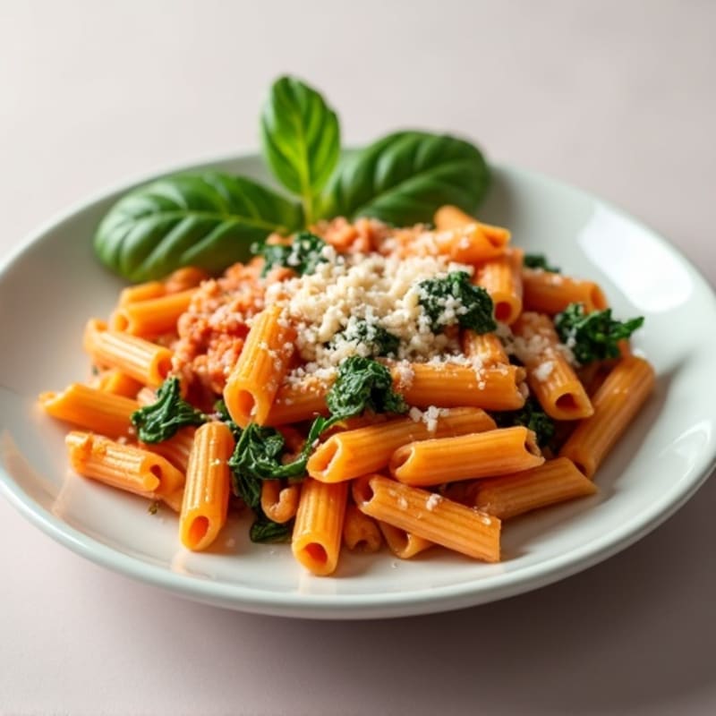 Creamy Baked Ziti with Lean Ground Turkey and Spinach