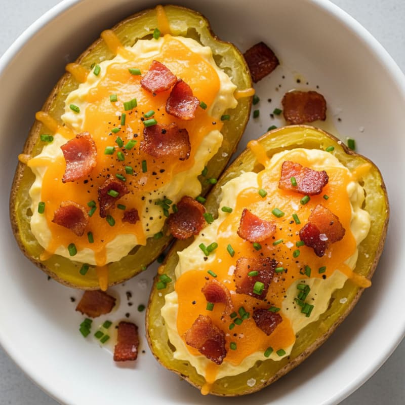 Crispy Bacon and Cheddar Stuffed Potatoes