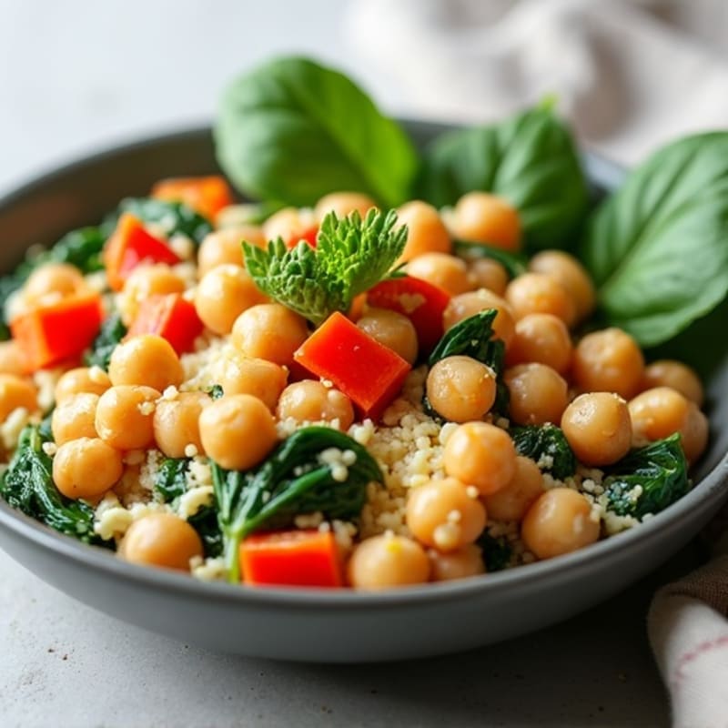 Creamy Cottage Cheese and Chickpea Skillet with Spinach