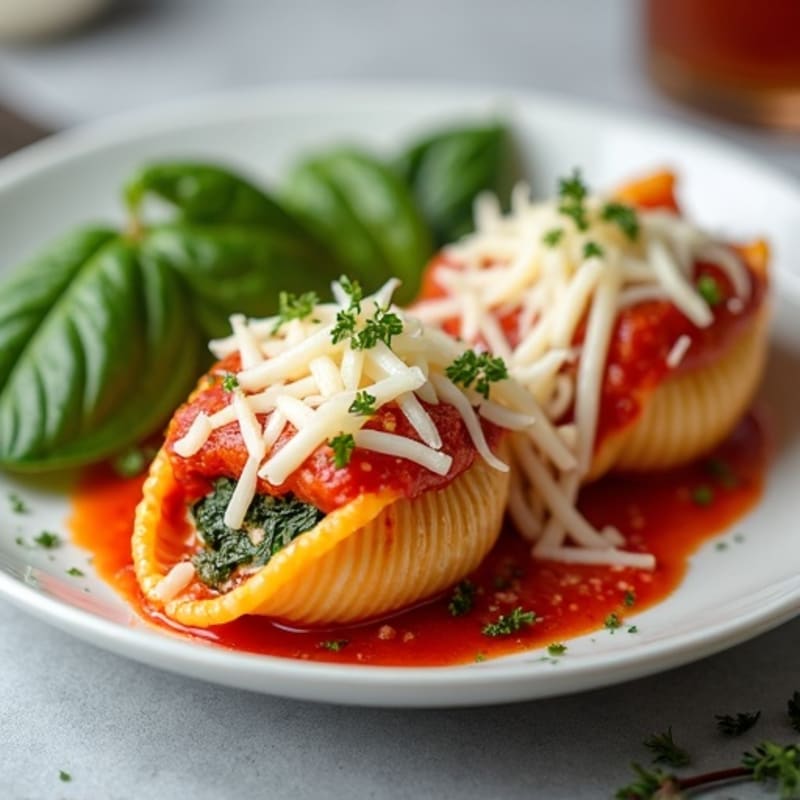 Baked Creamy Spinach Ricotta Stuffed Shells