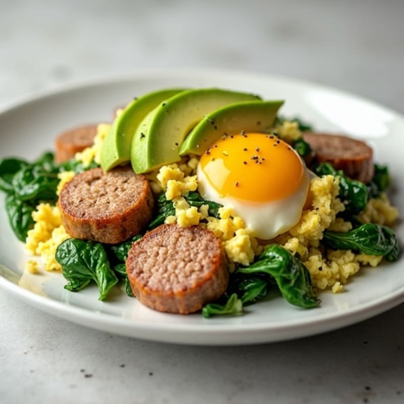 Egg White and Turkey Sausage Scramble with Spinach