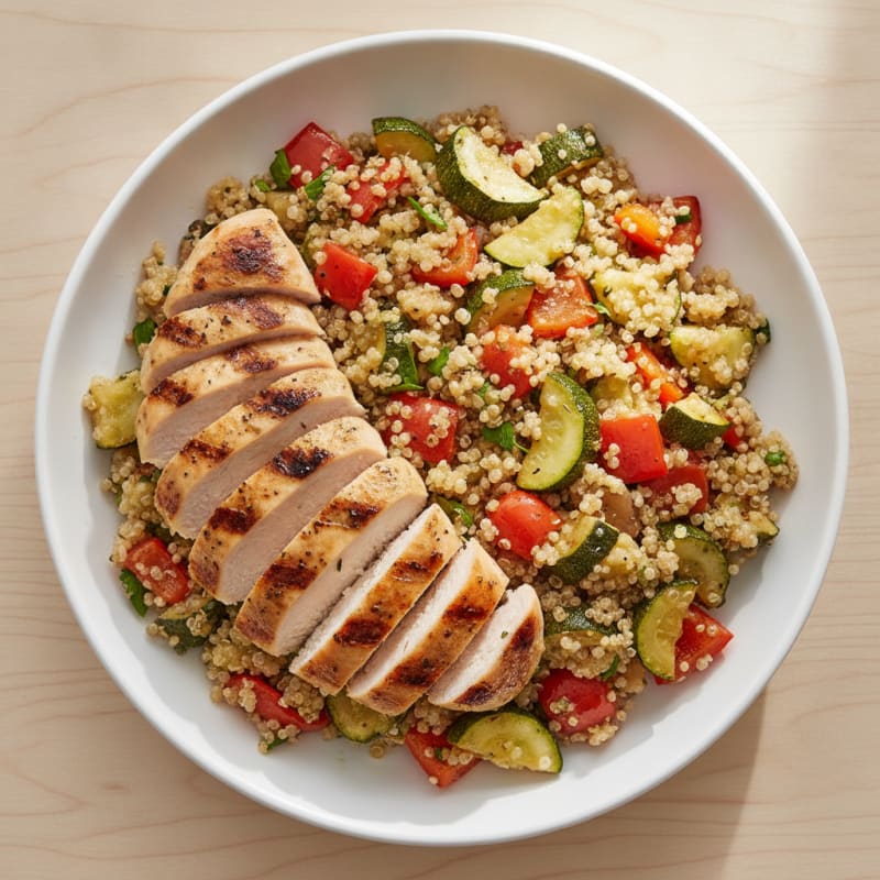 Grilled Chicken and Quinoa Power Bowl with Roasted Vegetables
