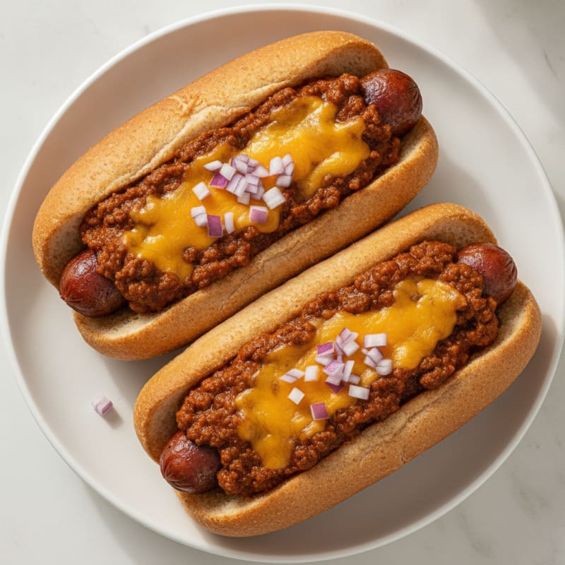 Chili Cheese Beef Hot Dogs