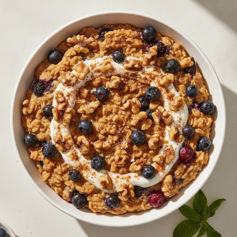 Baked Berry Oatmeal with Toasted Nuts