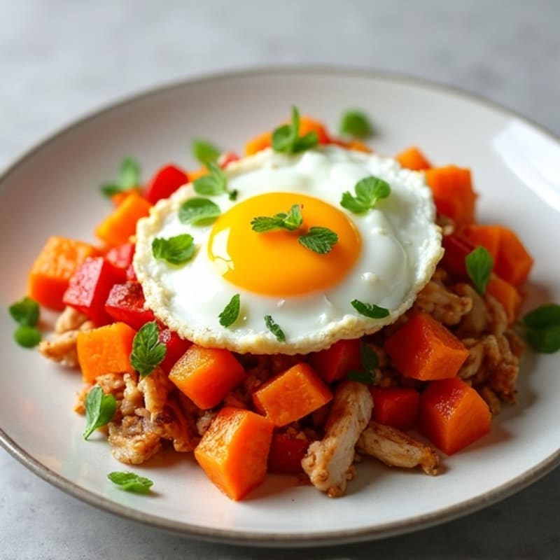 Protein-Packed Sweet Potato Hash with Eggs