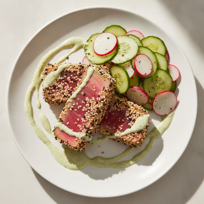 Pan-Seared Ahi Tuna with Wasabi Aioli
