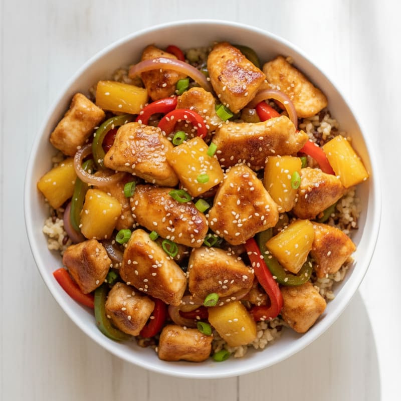 Sweet and Sour Glazed Chicken with Pineapple