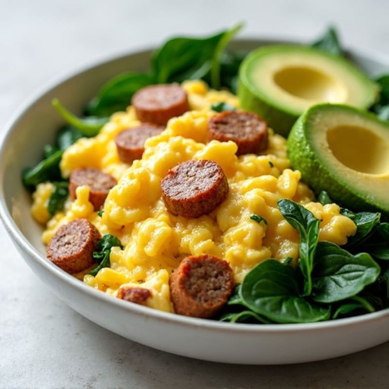 Egg White Scramble with Spinach and Turkey Sausage