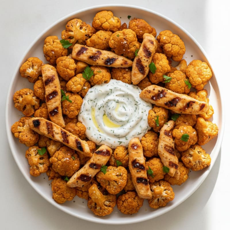 Buffalo Cauliflower Bites with Ranch Dip