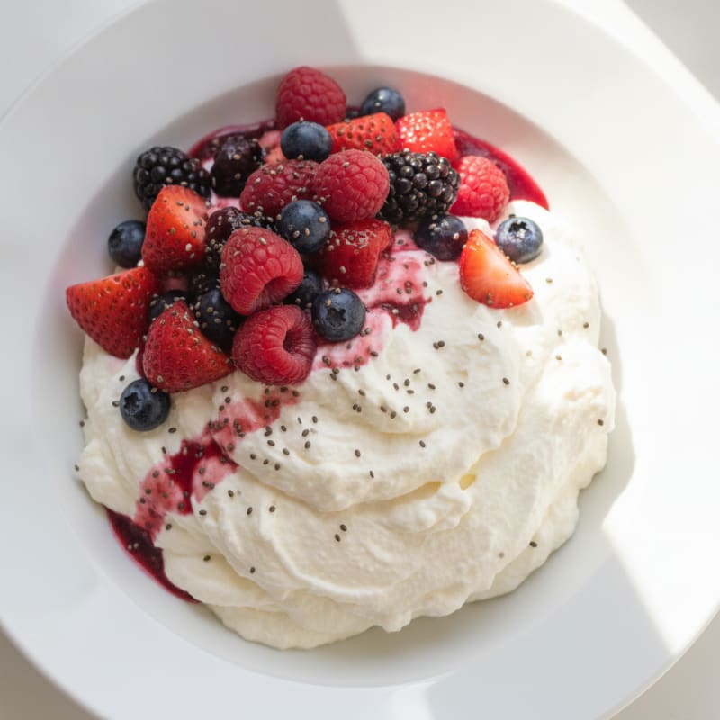 Silky Greek Yogurt Protein Mousse with Mixed Berries
