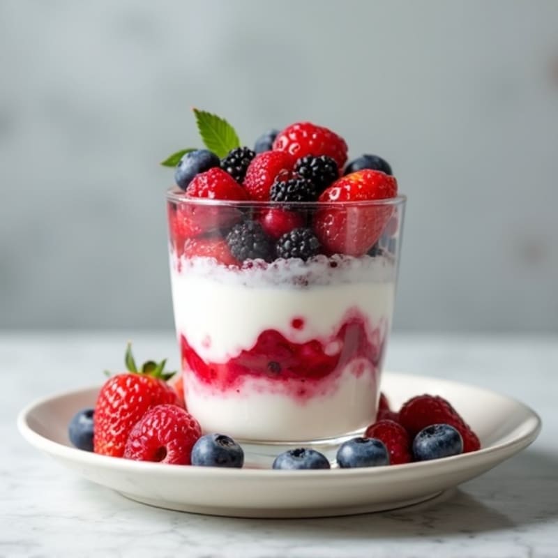Greek Yogurt Protein Parfait with Mixed Berries and Chia Seeds