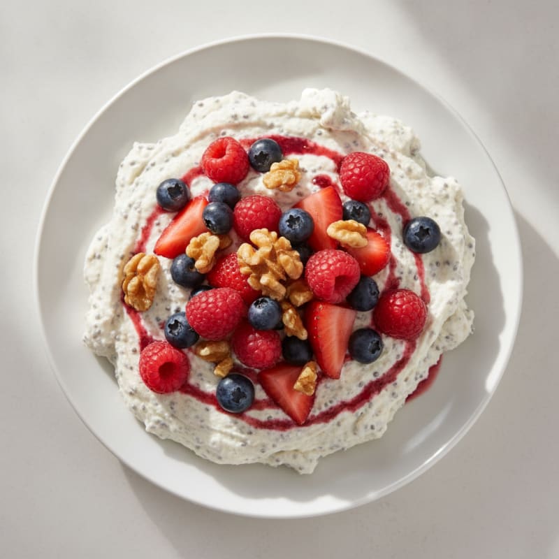 Greek Yogurt Protein Mousse with Mixed Berries