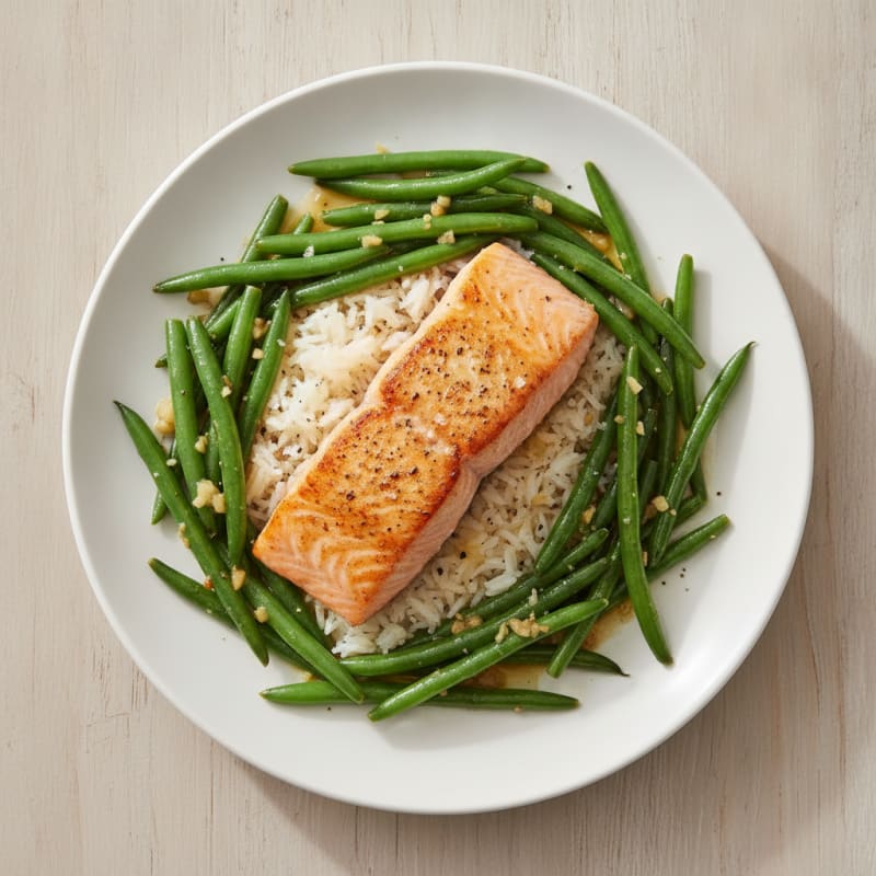 Pan-Seared Salmon with Garlic Green Beans