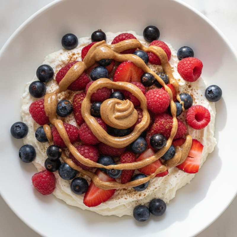 Greek Yogurt Protein Mousse with Mixed Berries